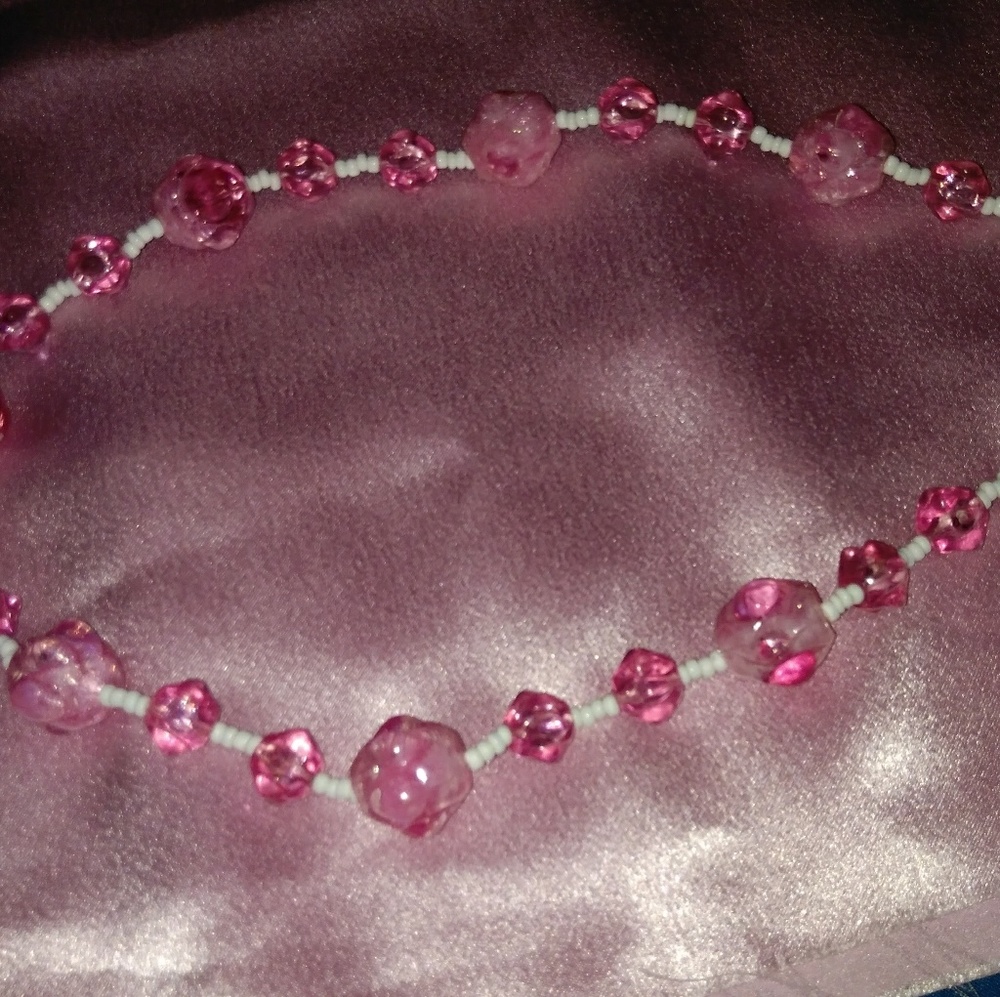 Vintage pink and white necklace.